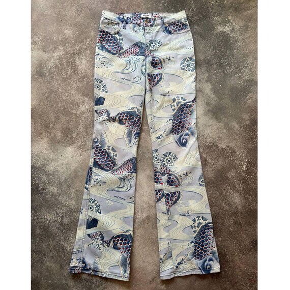 Moschino Jeans Y2K Vintage Japanese Koi Fish Retro Flared