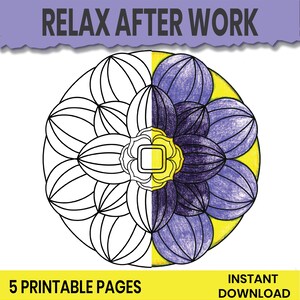 Minimale zen-mandala kleurplaten afdrukbaar | Eenvoudige geometrische mandala pdf voor ontspanning