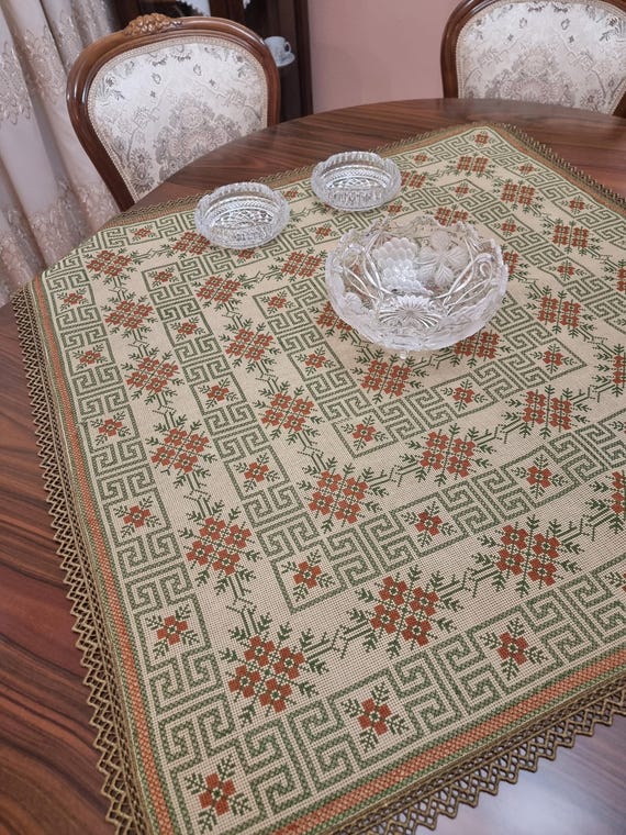 刺繍入りハンドメイドテーブルクロス | ダイニングルーム、特別な