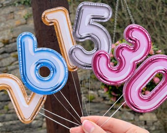 Number cake topper | single, double or triple number picks | custom age cake topper