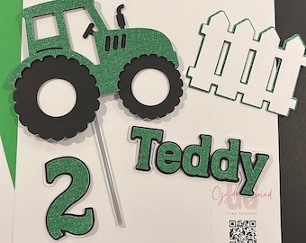Tractor cake topper set | farm theme cake topper