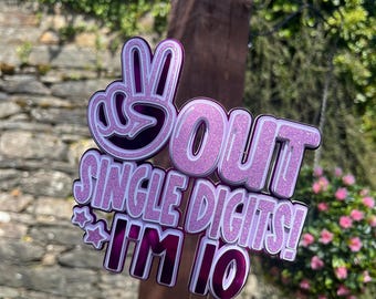 Peace out cake topper / 10th birthday cake topper