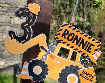 Personalized Construction Truck Cake Topper: Digger Birthday Party Decor