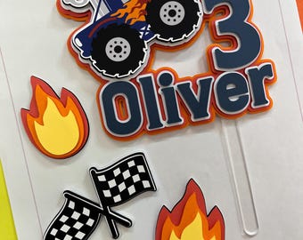 Monster truck cake topper