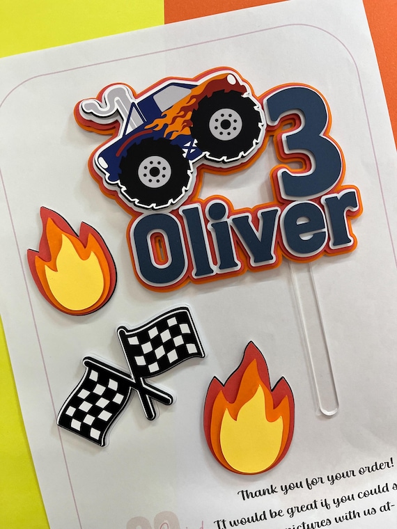 Monster truck cake topper