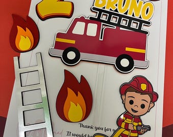 Fireman cake topper set