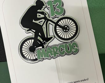 Personalized Bike Cake Topper – Custom Name & Age | Cycling cake topper | BMX cake topper