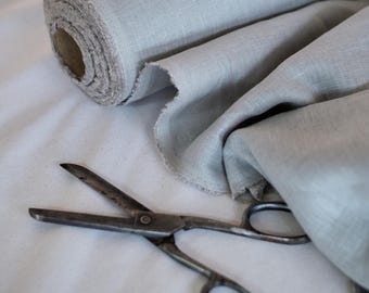 Grey linen fabric, 200 g/m2, medium weight, wide roll 150 cm, Fabric by the yard or meter, 100% European flax