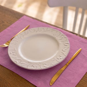 Dark Pink Linen Table Placemats – Heavyweight Cloth | Rustic Handmade Table Linens | Elegant Table Decor | Custom Colors | Cloth Placemats
