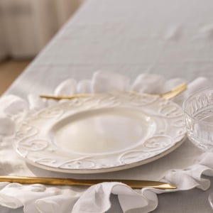 White Ruffled Linen Charger Placemat – 100% Linen Table Mat | Rustic & Elegant Table Decor | Handmade | Multiple Colors
