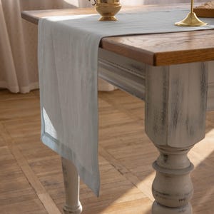 Sky Blue Linen Table Runner – 100% Natural Linen | Elegant & Rustic Table Decor | Various Sizes Available