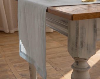 Sky Blue Linen Table Runner – 100% Natural Linen | Elegant & Rustic Table Decor | Various Sizes Available