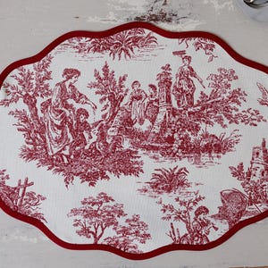 Tovaglietta in cotone Toile de Jouy color bordeaux – Decorazione per la tavola in stile francese