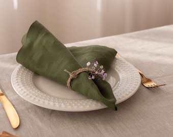 Khaki Linen Napkin | 100% Natural Linen Cloth Napkin | Reusable Eco-Friendly Table Napkin | Wedding Napkin | Soft Linen Table Decor