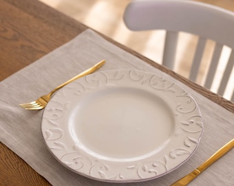 Natural Linen Placemats,  Set of 6 Table Placemats,  Housewarming Gift Idea