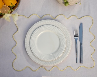 Manteles individuales de algodón bordados – Mantelería rústica de estilo campestre / Decoración de mesa de verano