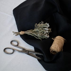 Tessuto di lino nero, 200 g/m2, peso medio, rotolo largo 140 cm, Tessuto tagliato su misura o al metro, 100% lino europeo