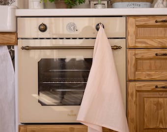 Toalla de cocina de lino y algodón rosa empolvado: mezcla 50/50 de lino y algodón, suave y absorbente, rústica, ideal para decorar el hogar.