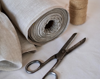 Natural beige linen fabric, 200 g/m2, medium weight, wide roll 150 cm, Fabric by the yard or meter, 100% European flax