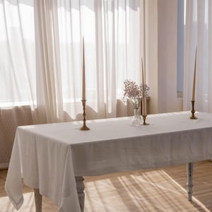 Wit linnen tafelkleed | 100% linnen tafelkleed | Dineren, bruiloft, boerderijdecoratie | Aangepaste formaten en kleuren