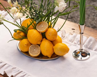 Rufsig bordslöpare – Krämfärgad bomullsdekor i lantlig stil – Boho Rustik bröllopsbordsdekoration | Olika storlekar och färger