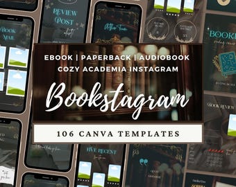 Gemütliches Academia Bookstagram Canva Template Bundle, Ästhetische Instagram Posts, Buchbesprechung Promo Marketing Inhalt, Dark Fantasy Romance Reader