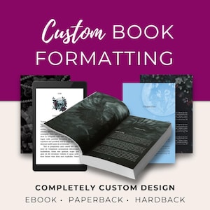 Book Formatting for eBook Print Paperback Hardcover KDP, Custom chapter art POV scene break full color pages, Fiction Self Publishing Author