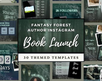 Fantasie auteur Bookstagram-sjabloon Canva sociale media na lancering boeklancering promo, esthetiek Instagram Dark Romantasy Magic Forest Woods