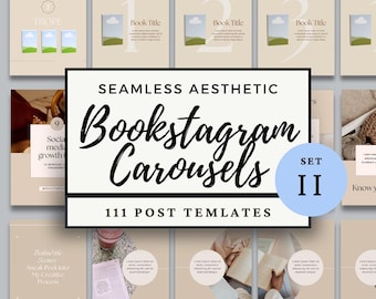 Seamless Carousel Bookstagram Canva Template Bundle, 4:5 Instagram Social Media Post, Reader Author Promo Series Book Review Trope Cozy