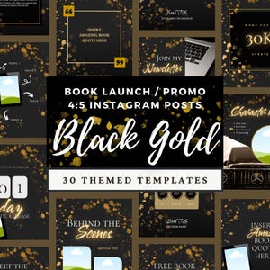 Black Gold Bookstagram Canva Template 4:5 Social Media Post, Book Launch Release Promo, Aesthetic Instagram Bundle, Dark Romance Author