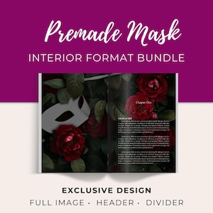 Romance Floral Mask Interior Book Formatting Chapter header art POV scene break divider full color pages, KDP Fiction Self Publishing Author