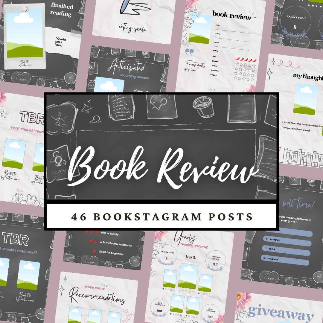 Book Review Bookstagram Template Canva Bundle, 4:5 Instagram Posts ...