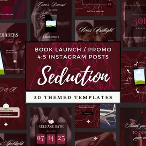 Spicy Romance Author Bookstagram Template Canva Bundle 4:5 Social Media Review Post, Book Launch Release Promo, Dark Sensual Red Rose Mockup