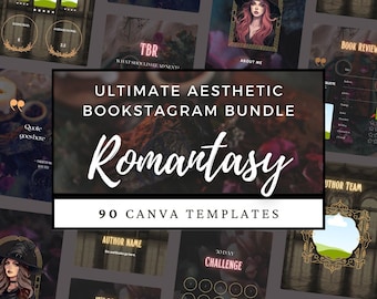 Romantasy Bookstagram-mall Canva-paket, Instagram-inlägg, berättelsehöjdpunkt, bokrecension, sociala medier, mörk romantik-fantasiläsare Witchcore