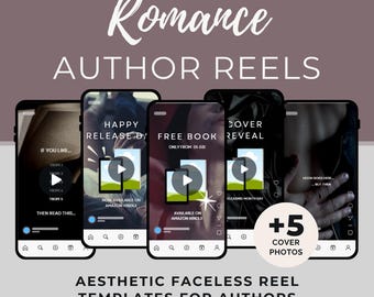 Mallar för författares ansiktslösa rullar, marknadsföringskampanj för romantikboklanseringar, Bookstagram, BookTok-läsare, bokligt innehåll för sociala medier, Canva-video