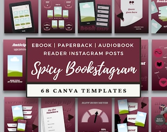 Spicy Romance Bookstagram Template Bundle, Instagram Posts Book Review Trope Tabs Social Media Content, Dark Reader Author Marketing Kindle