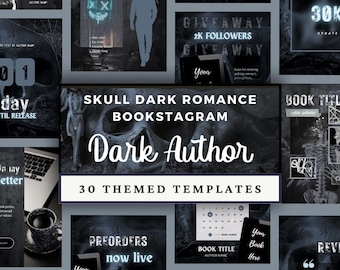 Skull Dark Romance Författare Bookstagram Canva Mall Instagram-inlägg, Boklanseringskampanj, Estetisk Redigerbar Spänning Skräck Thriller