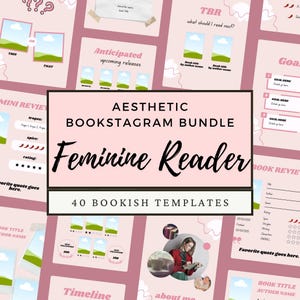 Pink Reader Bookstagram Canva Template Bundle, 4:5 Instagram Posts, Book Review Social Media Content, Light Romance Author Marketing Promo