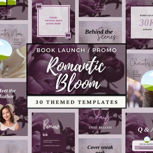 Romance Author Bookstagram Canva Template 4:5 Social Media Post, Book Launch Release Promo, Aesthetic Instagram Bundle, Light Floral Purple