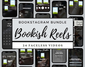 Plantilla Canva para paquete de Bookstagram de Bookish Faceless Reel, contenido para redes sociales con reseñas de libros, Instagram y TikTok, poesía romántica acogedora y fantasía.