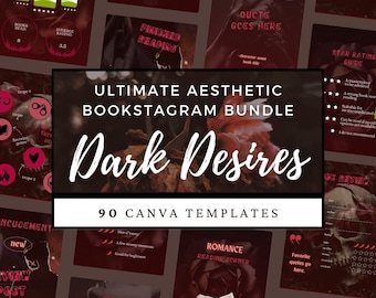 Dark Spicy Bookstagram Template Canva Bundle, Instagram Post Story Highlight, Book Review Smut Reader Social Media, Skull Red Romance Gothic