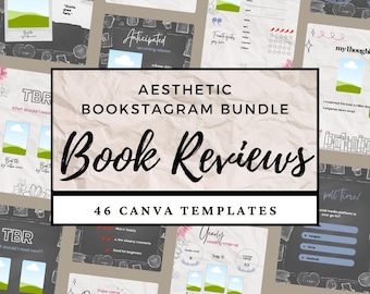 Book Review Bookstagram Template Canva Bundle, 4:5 Instagram Posts, Reader Social Media Content, Fantasy Romance Author Marketing Chalkboard