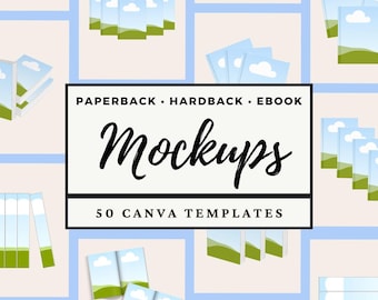 Book Cover Mockup Canva Template Bundle, Instagram Post, Reader Author Promo Review Paperback Hardback eBook Kindle Color, Series Flatlay