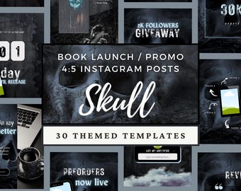 Modèle de toile Bookstagram, auteur de romance sombre, modèle 4: 5, publication sur les réseaux sociaux, promotion de lancement de livre, lot Instagram esthétique modifiable