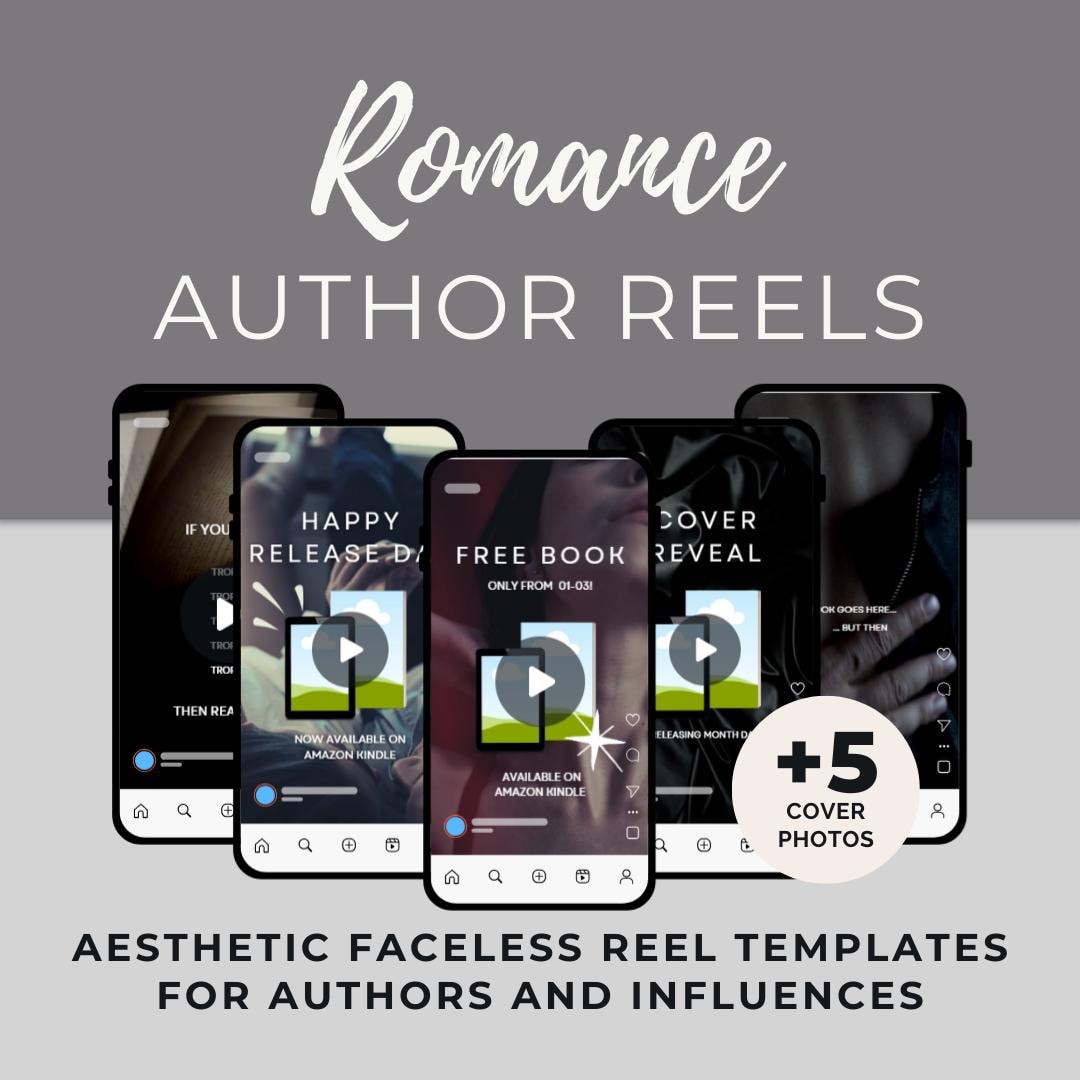 Faceless Reel Template Canva Bundle, Book Launch Bookstagram BookTok Bookish Social Media Content, Author Promo Marketing Video Romance
