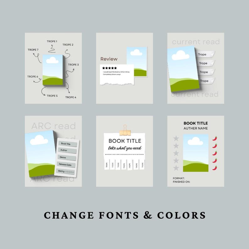 Book Trope Review Bookstagram Canva Template Bundle, Instagram Post ...