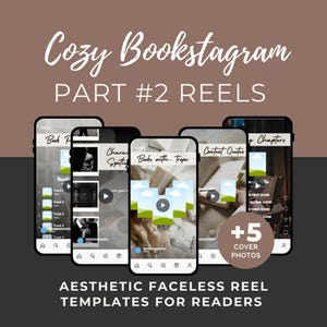 Szablon Canva Faceless Reel Bookstagram Bundle, recenzja książki, treść mediów społecznościowych, Instagram Tiktok, lekka przytulna romantyczna poezja fantasy