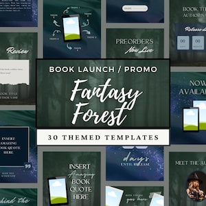 Fantasy Author Bookstagram Template Canva 4:5 Social Media Post Book Launch Release Promo, Aesthetic Instagram Bundle Romantasy Dark Forest