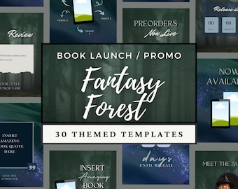 Modèle Bookstagram d&#39;auteur fantastique Canva 4:5 Promo sur les réseaux sociaux après le lancement du livre, lot Instagram esthétique romantique forêt sombre
