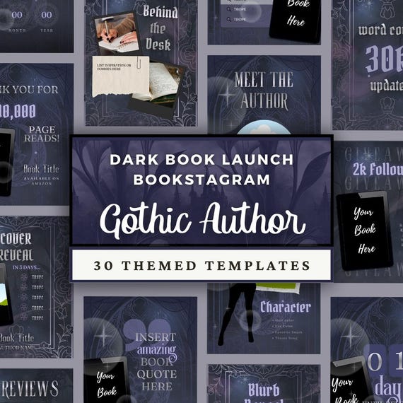 Gothic Dark Academia Author Bookstagram Canva Template Instagram Post Book Launch Release Promo, Aesthetic Suspense Thriller Romance Fantasy